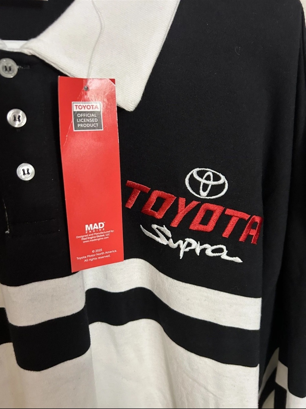 Official Licensed Toyota Supra Race Rugby Long Sleeve Shirt Striped Size XL NWT